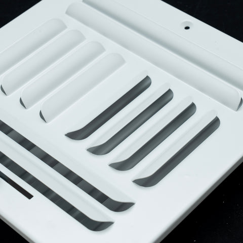12"x12" 4-WAY Fixed Curved Blade Air Supply Diffuser | White | Outer Dimension: 13-3/4"W X 13-3/4"H
