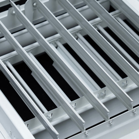 8"x8" 4-Way White Aluminum Adjustable Curved Blade Supply Register, Air Vent Cover with Damper for Sidewall Or Ceiling