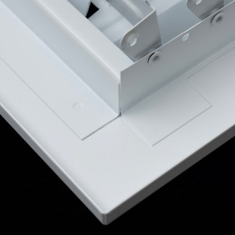 12"x12" 4-WAY Fixed Curved Blade Air Supply Diffuser | White | Outer Dimension: 13-3/4"W X 13-3/4"H