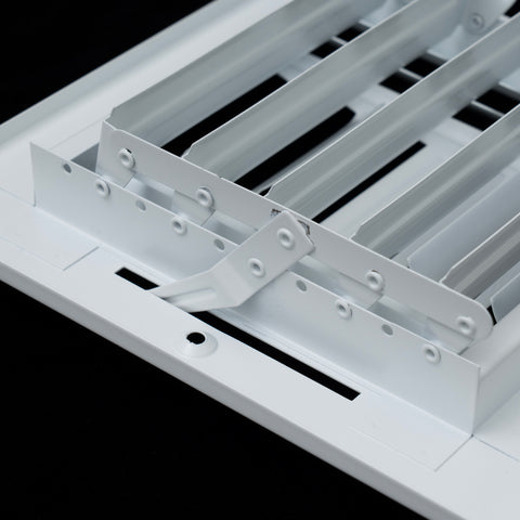 12"x12" 4-WAY Fixed Curved Blade Air Supply Diffuser | White | Outer Dimension: 13-3/4"W X 13-3/4"H