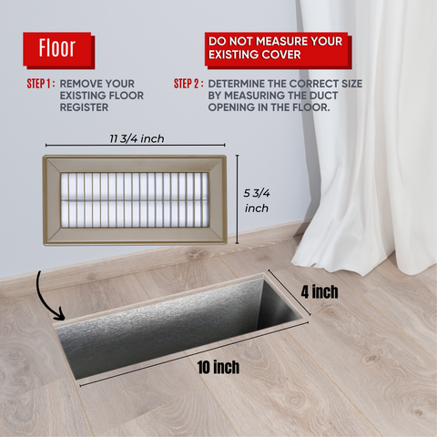 4"W x 10"H [Duct Opening] Return Air Floor Grille | Vent Cover Grill for Floor - Brown| Outer Dimensions: 5.75"W X 11.75"H