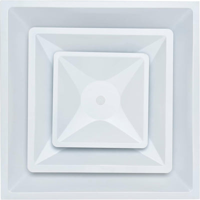 Fits 24"x24" White Steel T-Bar Drop Ceiling Diffuser, 2x2 Lay-In 2-Cone, 10" Round Neck