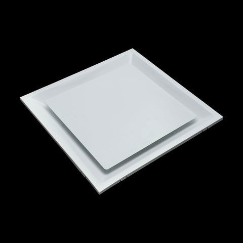 24x24 Steel T-Bar Drop Ceiling Air Diffuser | 6" Neck, Flat Plate Plaque Diffuser | White