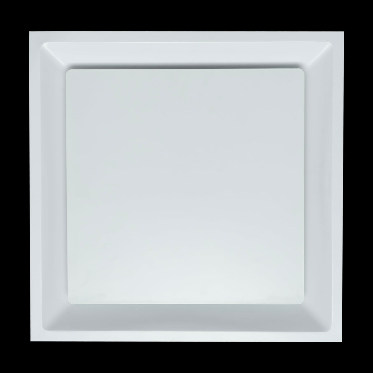 24x24 Steel T-Bar Drop Ceiling Air Diffuser | 12" Neck, Flat Plate Plaque Diffuser | White