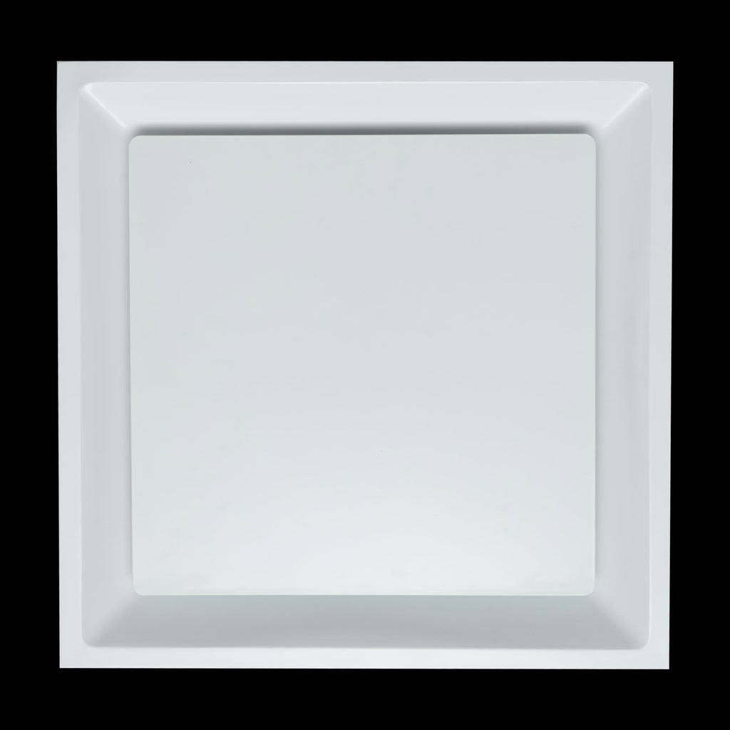 24x24 Steel T-Bar Drop Ceiling Air Diffuser | 10" Neck, Flat Plate Plaque Diffuser | White
