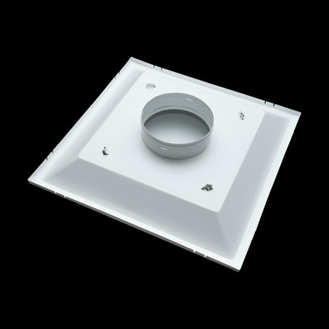 24x24 Steel T-Bar Drop Ceiling Air Diffuser | 6" Neck, Flat Plate Plaque Diffuser | White