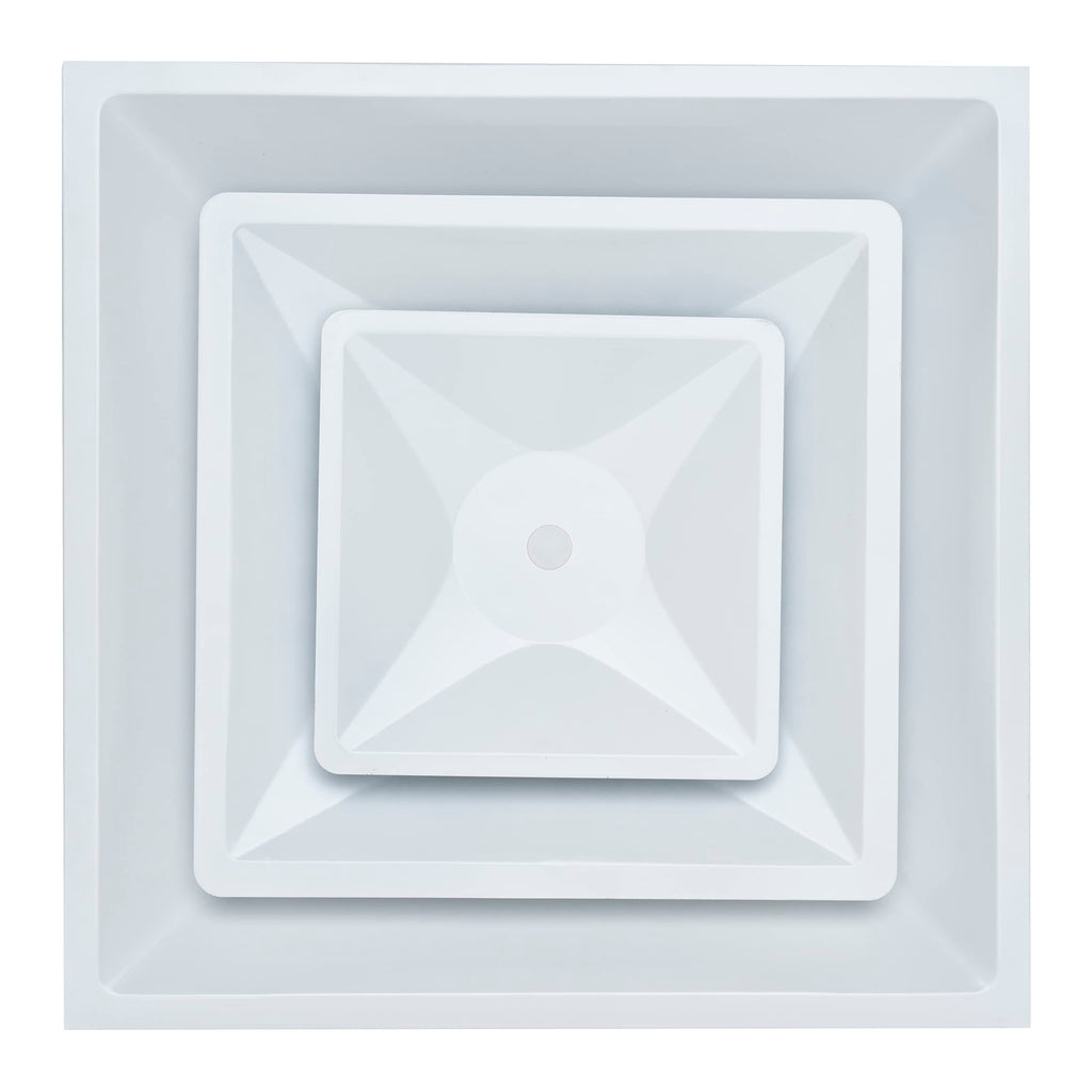 24x24 Steel T-Bar Drop Ceiling Air Diffuser | 6" Neck, 2-Cone Supply Vent | White