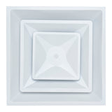 24x24 Steel T-Bar Drop Ceiling Air Diffuser | 6" Neck, 2-Cone Supply Vent | White
