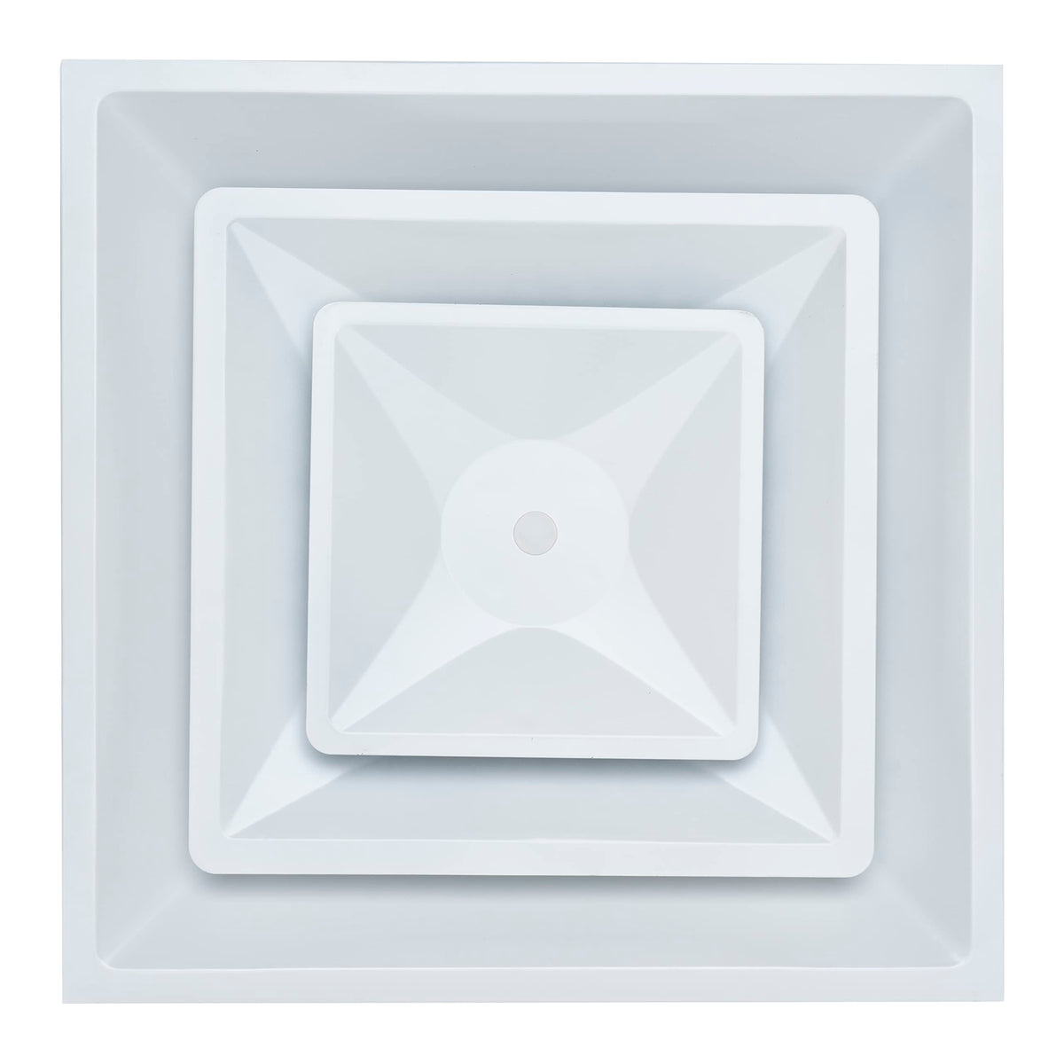 24x24 Steel T-Bar Drop Ceiling Air Diffuser | 6" Neck, 2-Cone Supply Vent | White