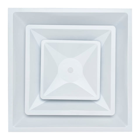 24x24 Steel T-Bar Drop Ceiling Air Diffuser | 6" Neck, 2-Cone Supply Vent | White