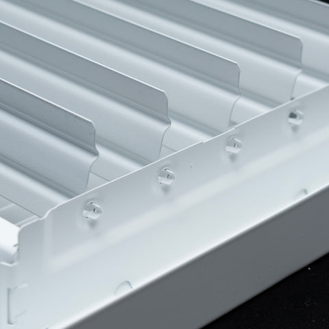 12"x6" Steel Baseboard Air Supply Grille with Multi-Shutter Damper | White | Outer Dimension: 13-1/4"W X 7-1/4"H