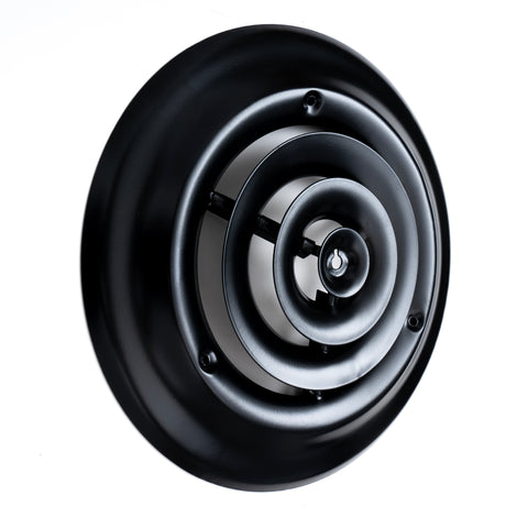 Handua 6" [Neck Size] Steel Round Air Supply Diffuser for Ceiling - Black - Outer Dimension: 9-15/16"