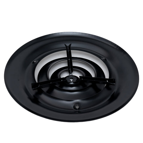 6" [Neck Size] Steel Round Air Supply Diffuser for Ceiling - Black - Outer Dimension: 9-15/16"