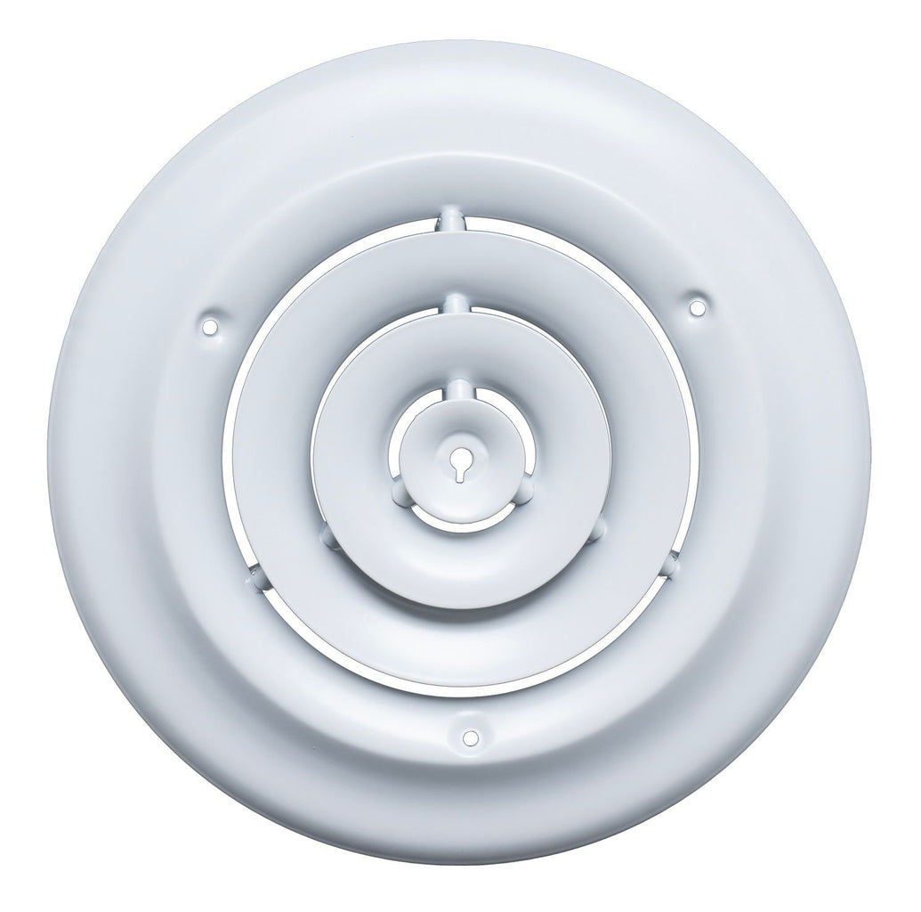 6" [Neck Size] Steel Round Air Supply Diffuser for Ceiling - White - Outer Dimension: 9-15/16"