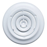 6" [Neck Size] Steel Round Air Supply Diffuser for Ceiling - White - Outer Dimension: 9-15/16"