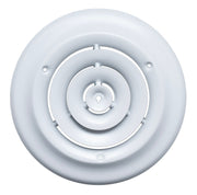 6" Neck White Steel round diffuser, front view