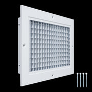 6 x 10-inch White Aluminum eggcrate return grille, angled view
