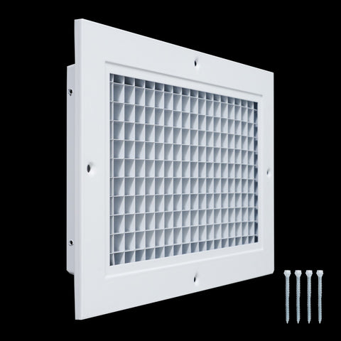 Fits 6x10 and 10x6 Duct Opening | Aluminum Eggcrate Return Air Grille | Low Noise & High Air Flow, Rust Proof Vent Cover Grill for Sidewall & Ceiling | White | Outer Dimensions: 7.75" X 11.75"