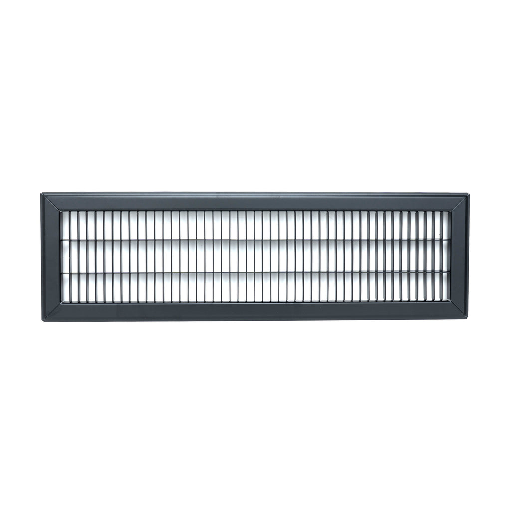 6"x24" Heavy Duty Return Air Floor Grille | Walkable Black | Out. Dim.: 7-3/4"W X 25-3/4"H