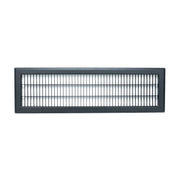 6 x 24-inch Black Steel heavy duty return floor register, front view