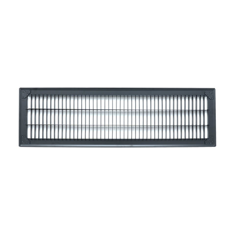 6"x24" Heavy Duty Return Air Floor Grille | Walkable Black | Out. Dim.: 7-3/4"W X 25-3/4"H