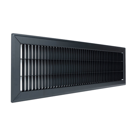 6"x24" Heavy Duty Return Air Floor Grille | Walkable Black | Out. Dim.: 7-3/4"W X 25-3/4"H