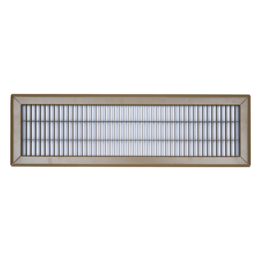6"x24" Heavy Duty Return Air Floor Grille | Walkable Brown | Out. Dim.: 7-3/4"W X 25-3/4"H
