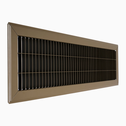 6"x24" Heavy Duty Return Air Floor Grille | Walkable Brown | Out. Dim.: 7-3/4"W X 25-3/4"H