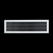 6 x 24-inch White Steel heavy duty return floor register, front view