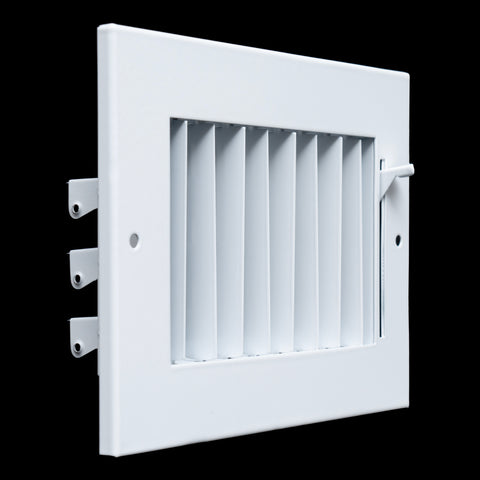 6"W x 4"H  Steel Adjustable Air Supply Grille | Register Vent Cover Grill for Sidewall and Ceiling | White | Outer Dimensions: 7.75"W X 5.75"H for 6x4 Duct Opening