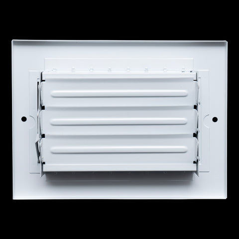 6"W x 4"H  Steel Adjustable Air Supply Grille | Register Vent Cover Grill for Sidewall and Ceiling | White | Outer Dimensions: 7.75"W X 5.75"H for 6x4 Duct Opening