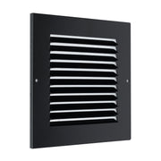 6 x 6-inch Black Steel flat stamped return grille, angled view