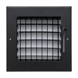 6x6 Steel Adjustable Air Vent Cover | Supply Register for Wall & Ceiling | Black | Outer Dimension: 7-3/4"W X 7-3/4"H