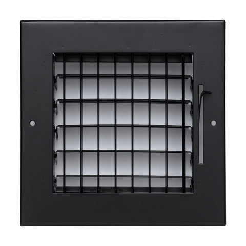 6x6 Steel Adjustable Air Vent Cover | Supply Register for Wall & Ceiling | Black | Outer Dimension: 7-3/4"W X 7-3/4"H