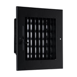6x6 Black Steel Adjustable Supply Register, Air Vent Cover with Damper for Sidewall Or Ceiling