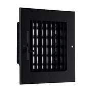 6 x 6-inch Black Steel adjustable supply register, angled view
