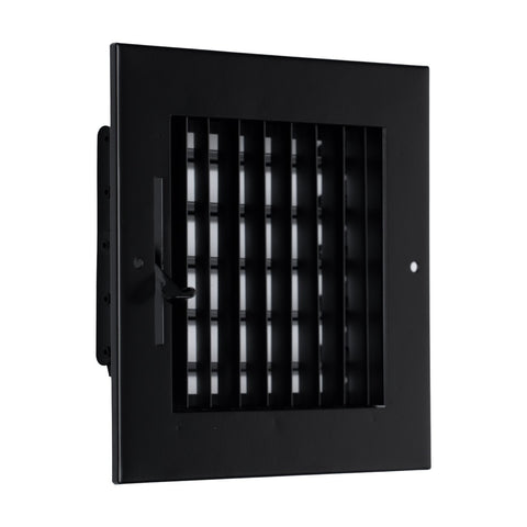 6x6 Steel Adjustable Air Vent Cover | Supply Register for Wall & Ceiling | Black | Outer Dimension: 7-3/4"W X 7-3/4"H