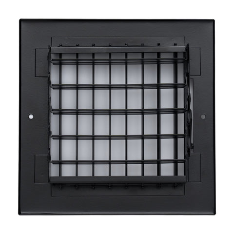 6x6 Steel Adjustable Air Vent Cover | Supply Register for Wall & Ceiling | Black | Outer Dimension: 7-3/4"W X 7-3/4"H