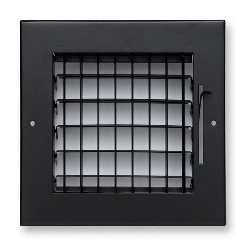 6x6 Steel Adjustable Air Vent Cover | Supply Register for Wall & Ceiling | Black | Outer Dimension: 7-3/4"W X 7-3/4"H