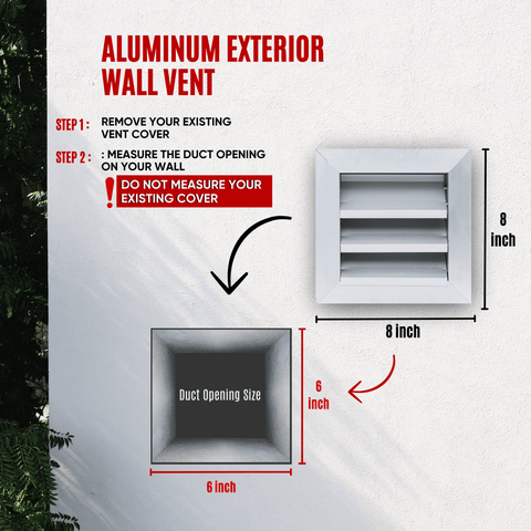 6 x 6-inch unpainted aluminum exterior gable vent, dimensions