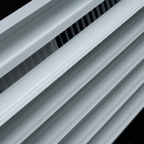 14"x6" Steel Baseboard Air Supply Grille with Multi-Shutter Damper | White | Outer Dimension: 15-1/4"W X 7-1/4"H