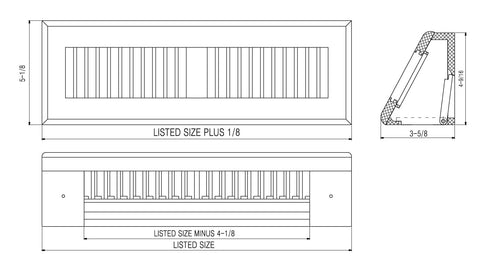 18" Corner Baseboard Register | Oak