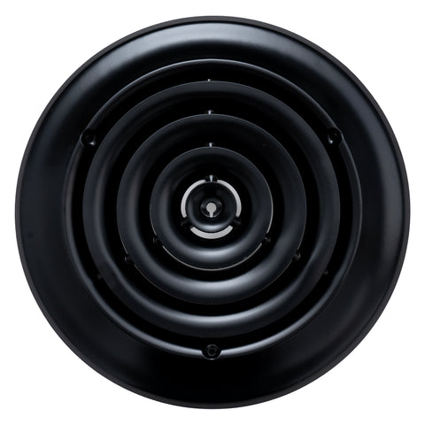 8" [Neck Size] Steel Round Air Supply Diffuser for Ceiling - Black - Outer Dimension: 11-15/16"