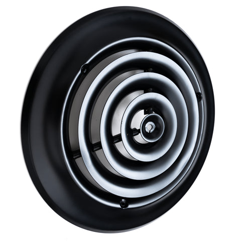 8" [Neck Size] Steel Round Air Supply Diffuser for Ceiling - Black - Outer Dimension: 11-15/16"