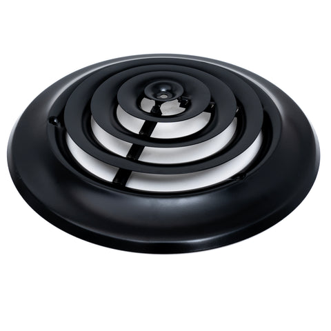 8" [Neck Size] Steel Round Air Supply Diffuser for Ceiling - Black - Outer Dimension: 11-15/16"