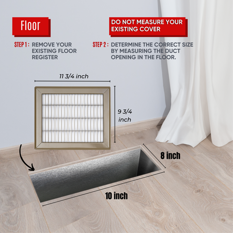 8"W x 10"H [Duct Opening] Return Air Floor Grille | Vent Cover Grill for Floor - Brown| Outer Dimensions: 9.75"W X 11.75"H