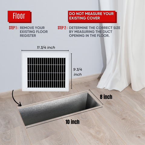 8"x10" Heavy Duty Return Air Floor Grille | Walkable White | Out. Dim.: 9-3/4"W X 11-3/4"H