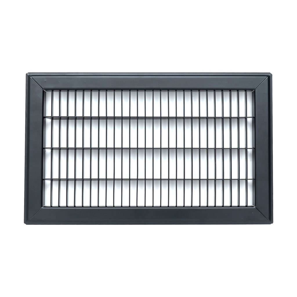 8"x14" Heavy Duty Return Air Floor Grille | Walkable Black | Out. Dim.: 9-3/4"W X 15-3/4"H