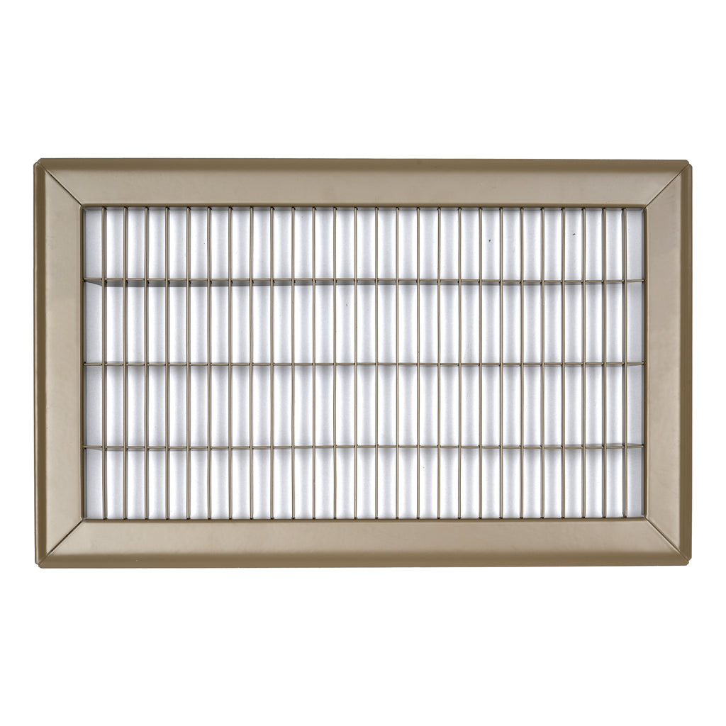 8"x14" Heavy Duty Return Air Floor Grille | Walkable Brown | Out. Dim.: 9-3/4"W X 15-3/4"H