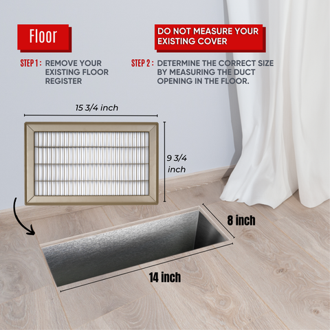 8"W x 14"H [Duct Opening] Return Air Floor Grille | Vent Cover Grill for Floor - Brown | Outer Dimensions: 9.75"W X 15.75"H